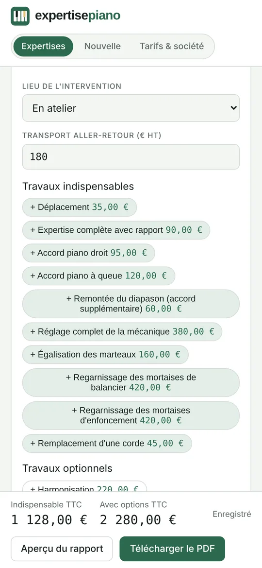 Le devis en trois niveaux sur téléphone