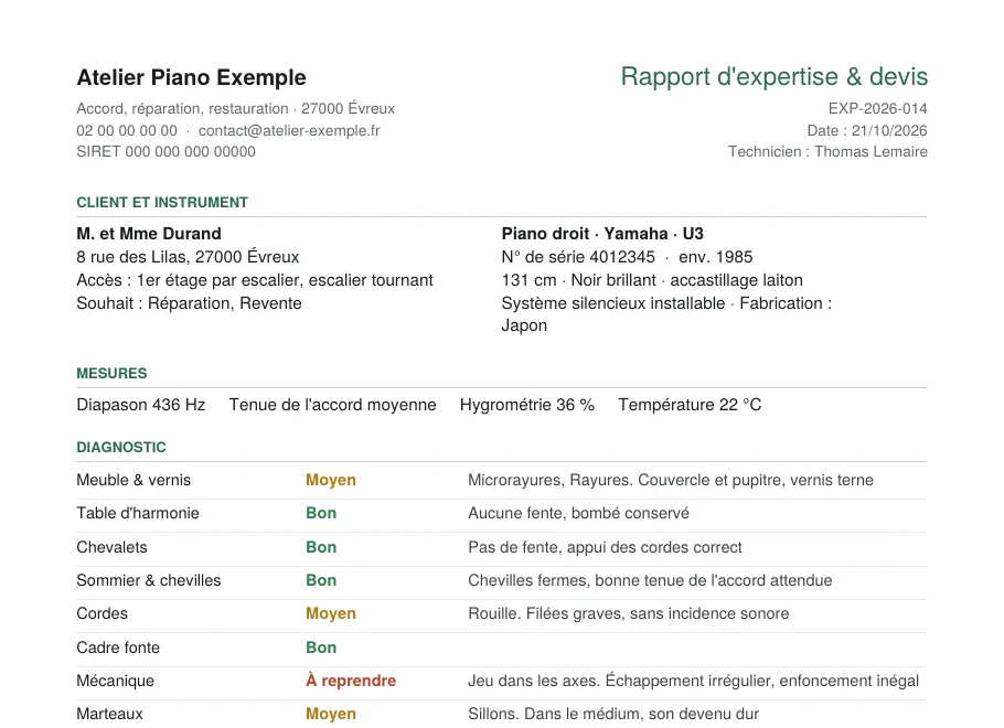 Extrait d'un rapport d'expertise PDF